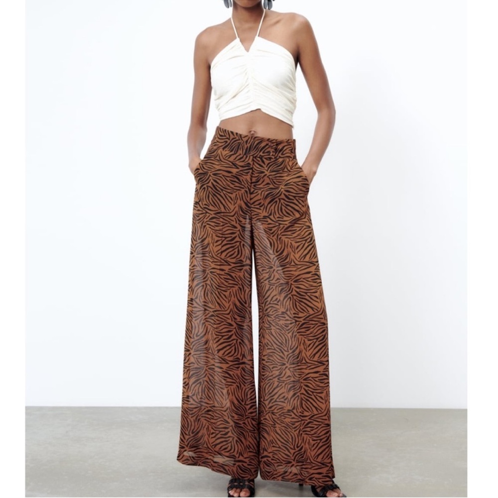Zara Animal Print Palazzo Pant - Picture 2 of 9